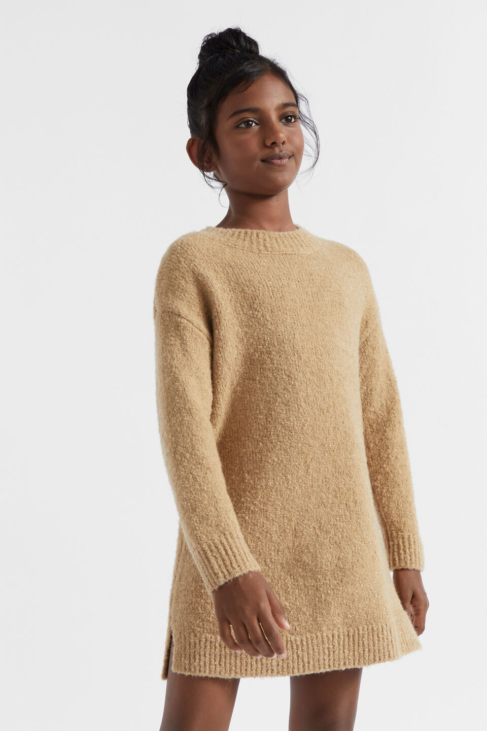 Boucle Knit Dress  Caramel