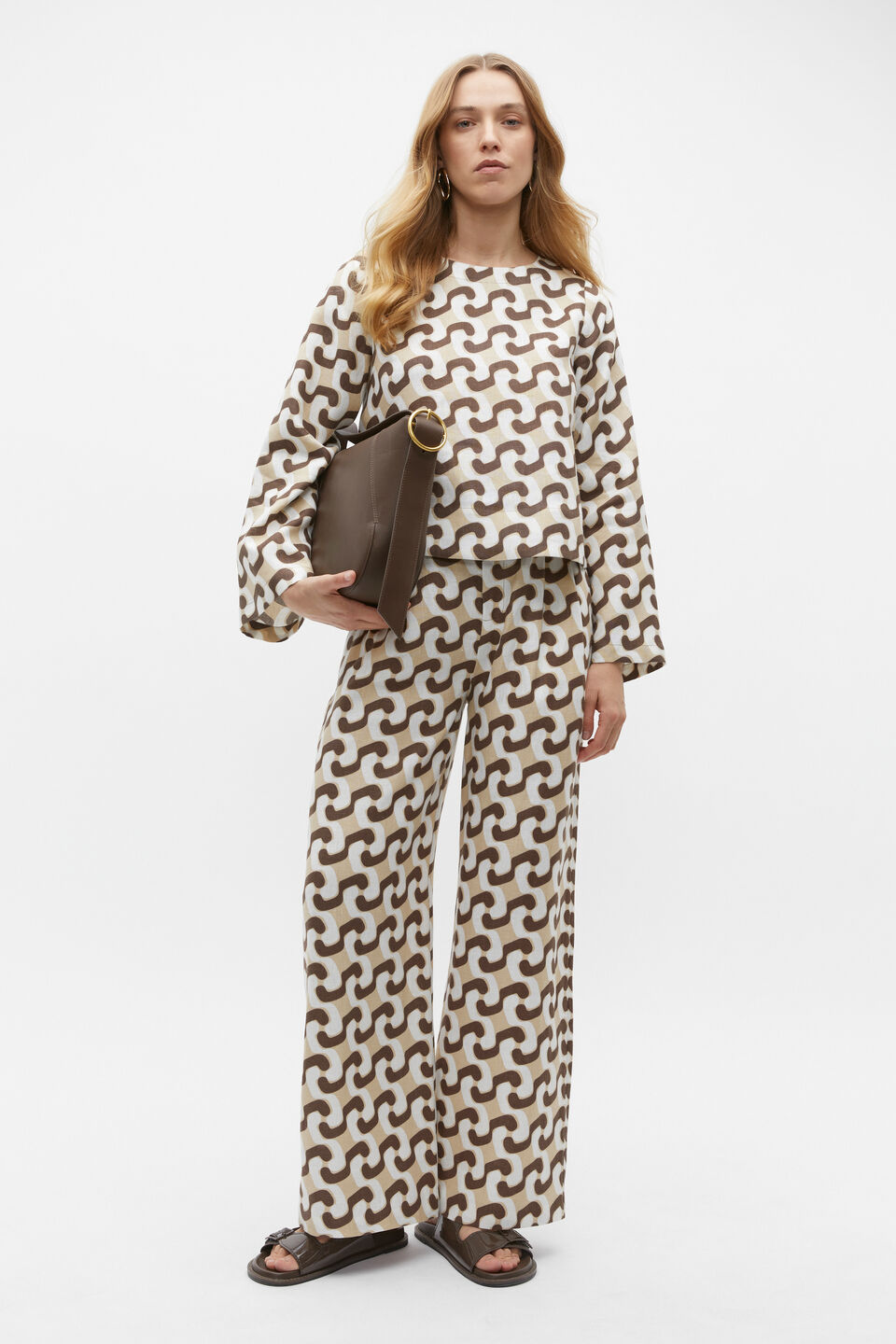 Chain Geo Linen Pleat Pant  Chain Geo