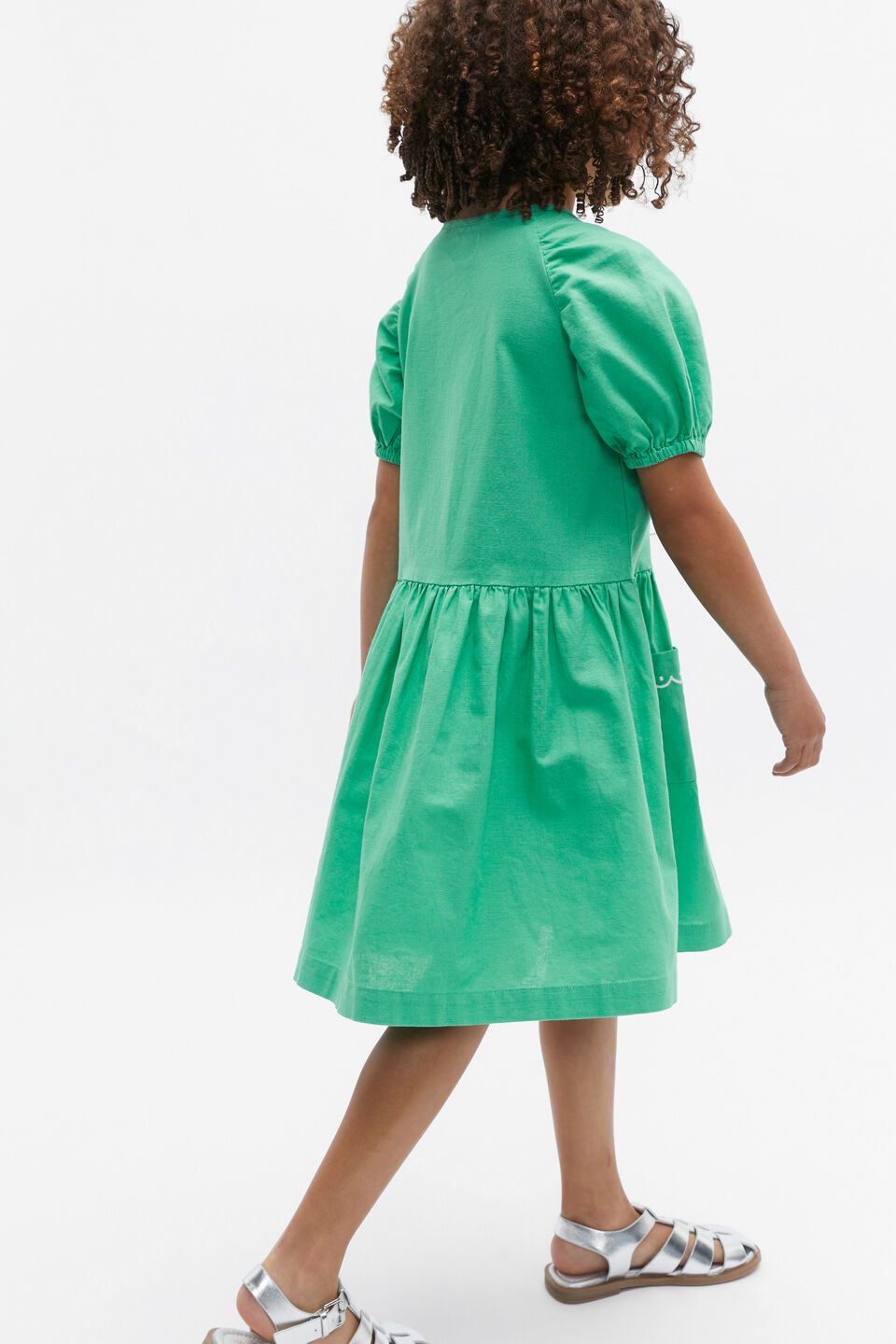 Scallop Trim Dress  Deep Emerald