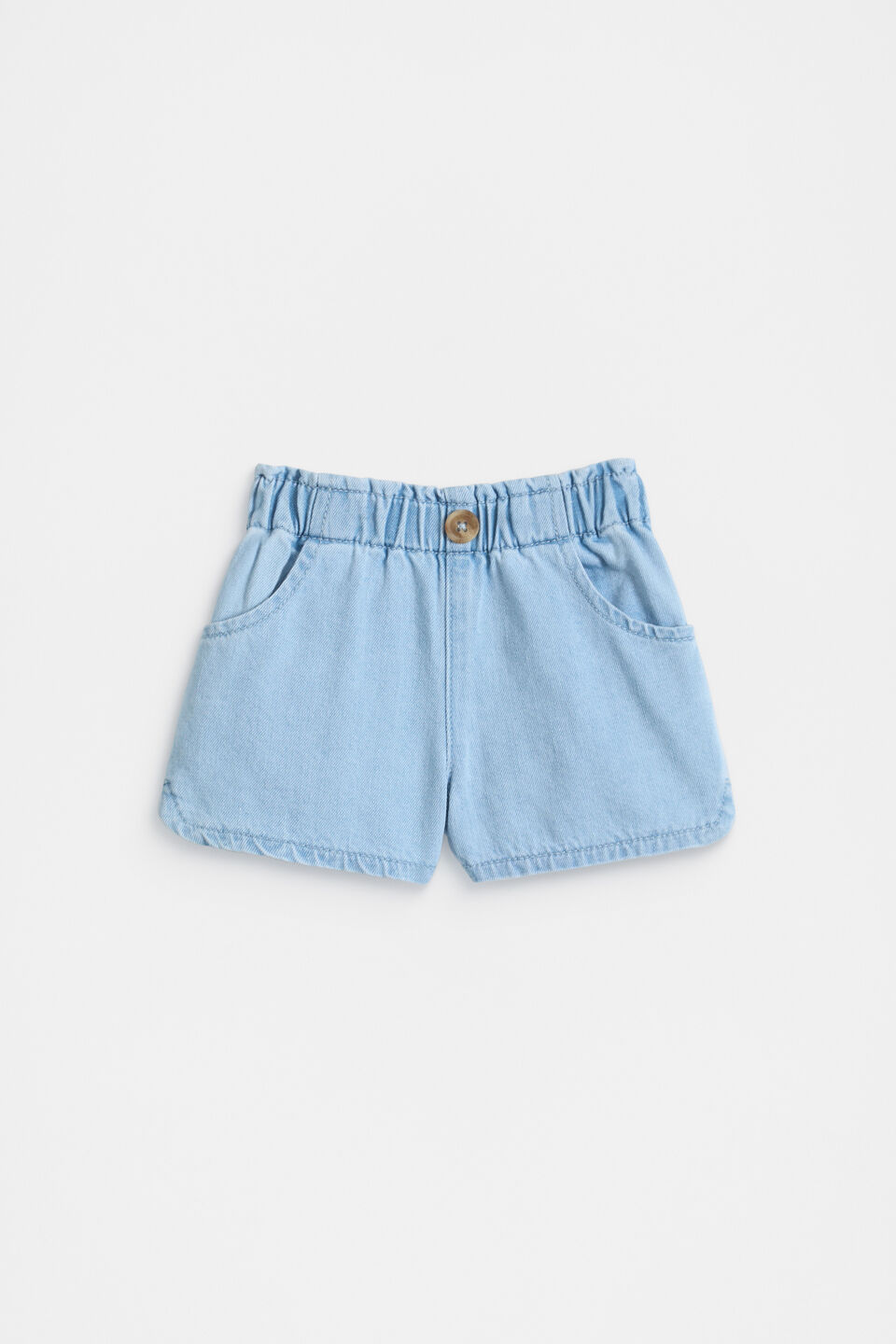 Denim Button Short  Light Wash