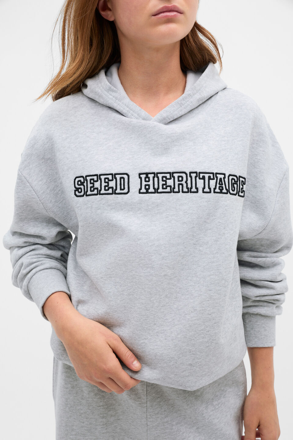 Logo Embroidered Hoodie  Cloud Grey Marle