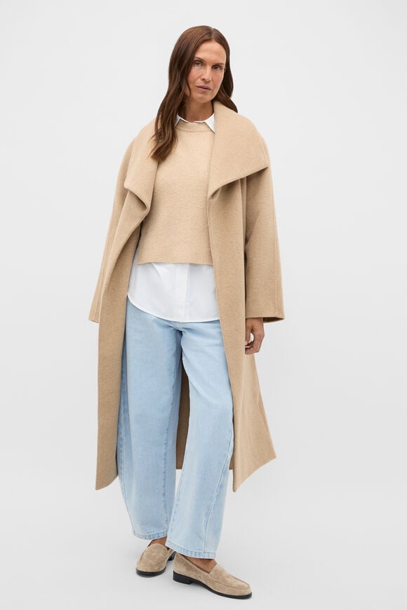 Tie Detail Collar Bib  Sandstone Marle  hi-res