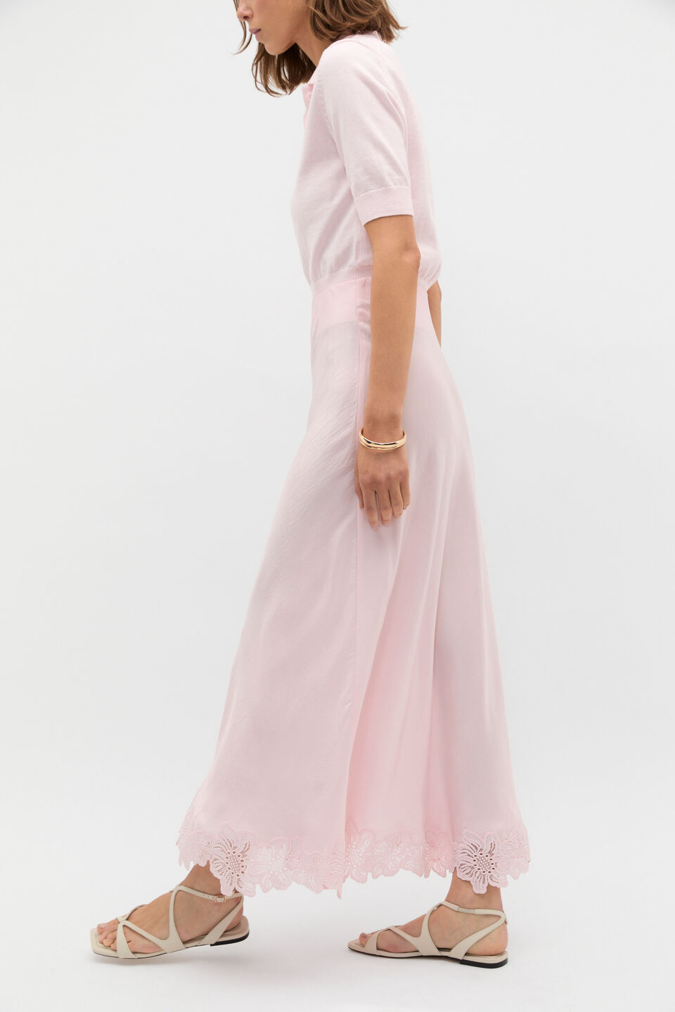 Crinkled Satin Skirt  Primrose
