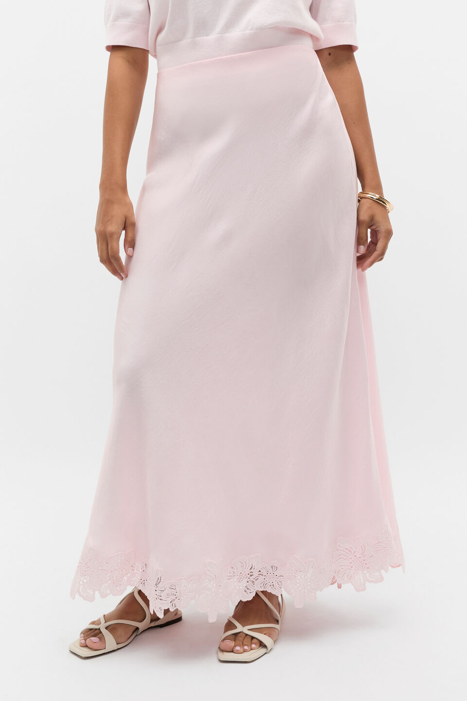 Crinkled Satin Skirt  Primrose