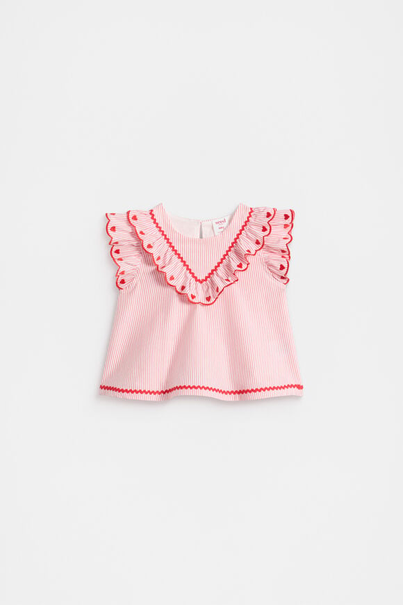 Stripe Scallop Top  Strawberry Red  hi-res