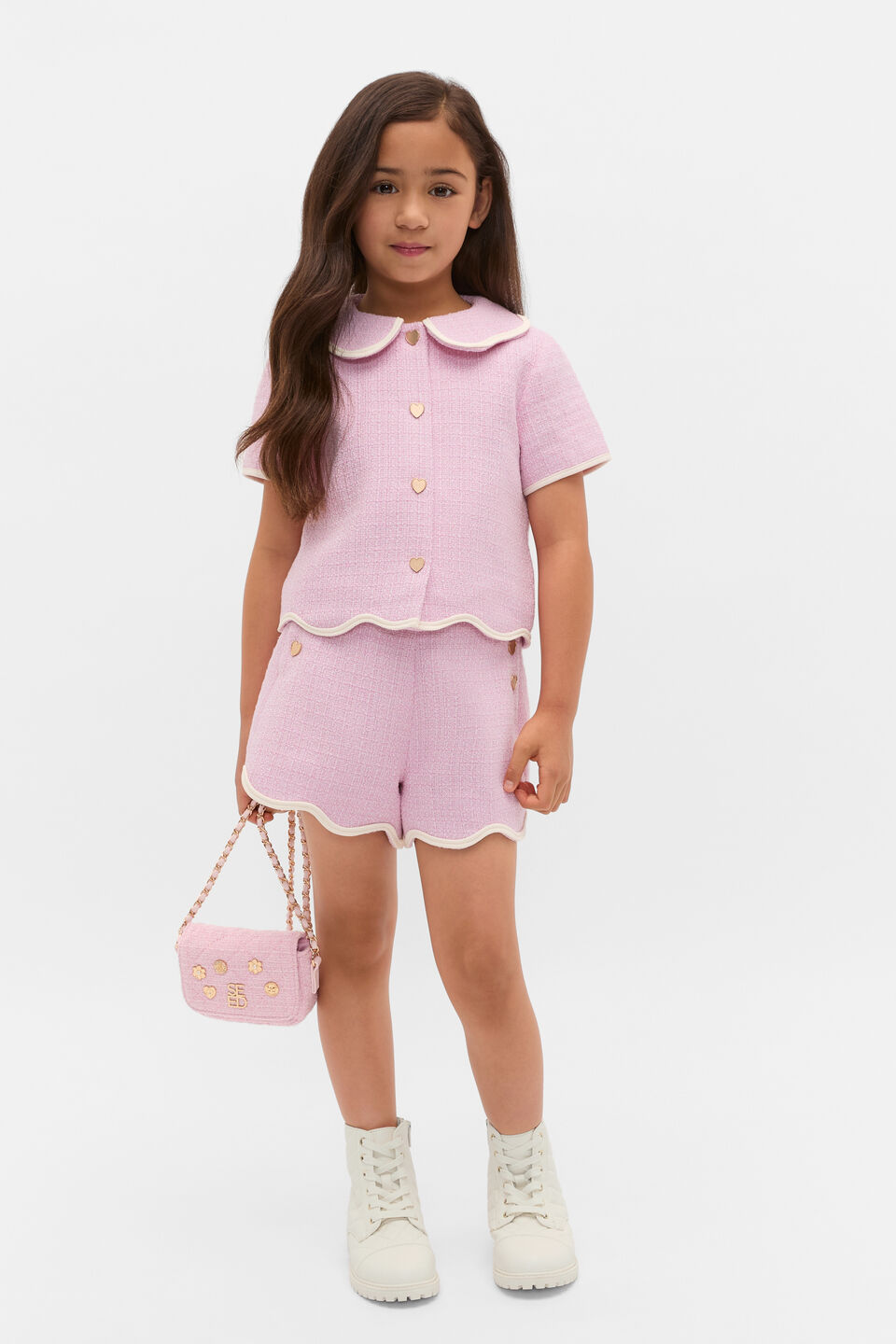 Scallop Tweed Jacket  Candy Pink