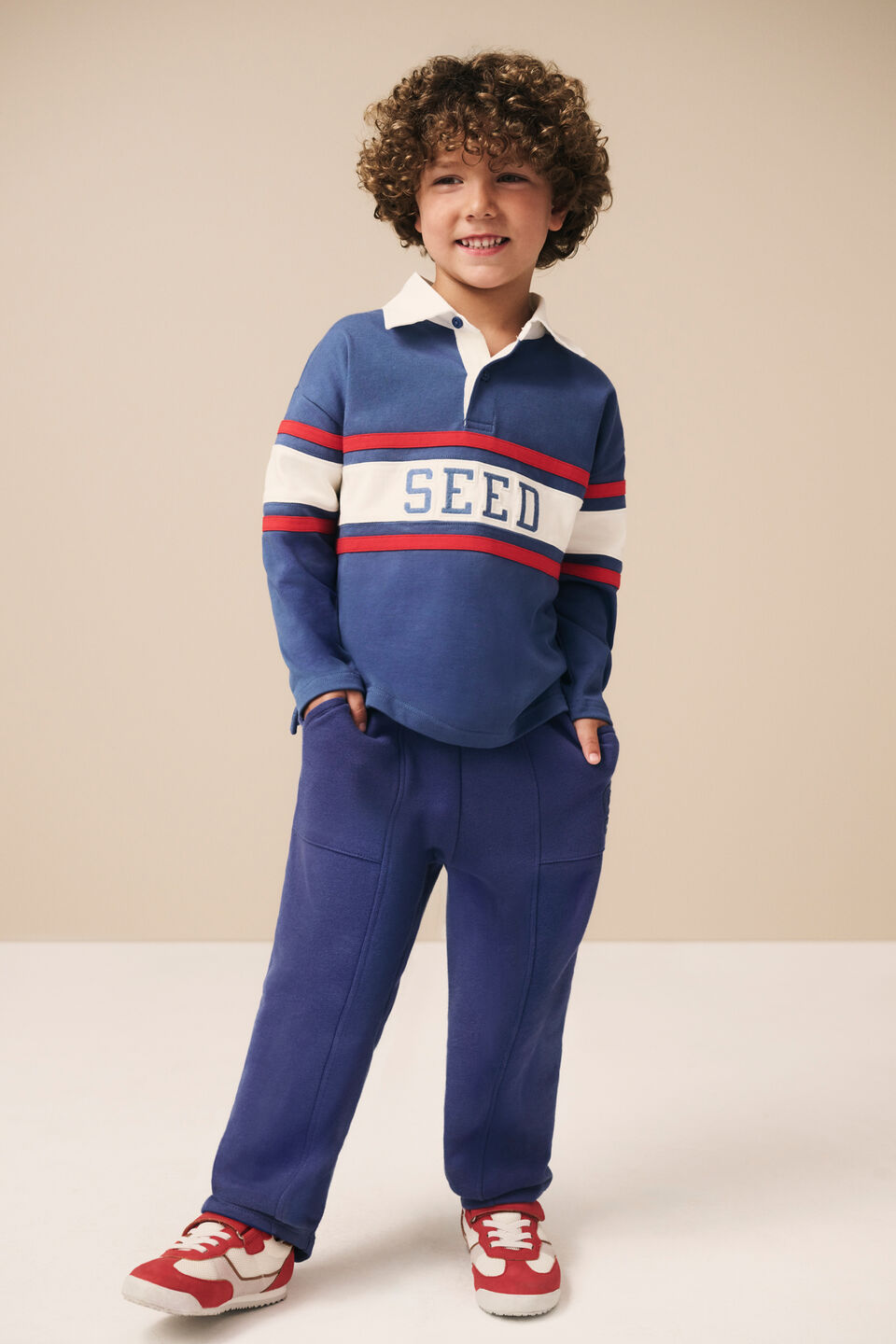 Panelled Track Pant  Retro Blue
