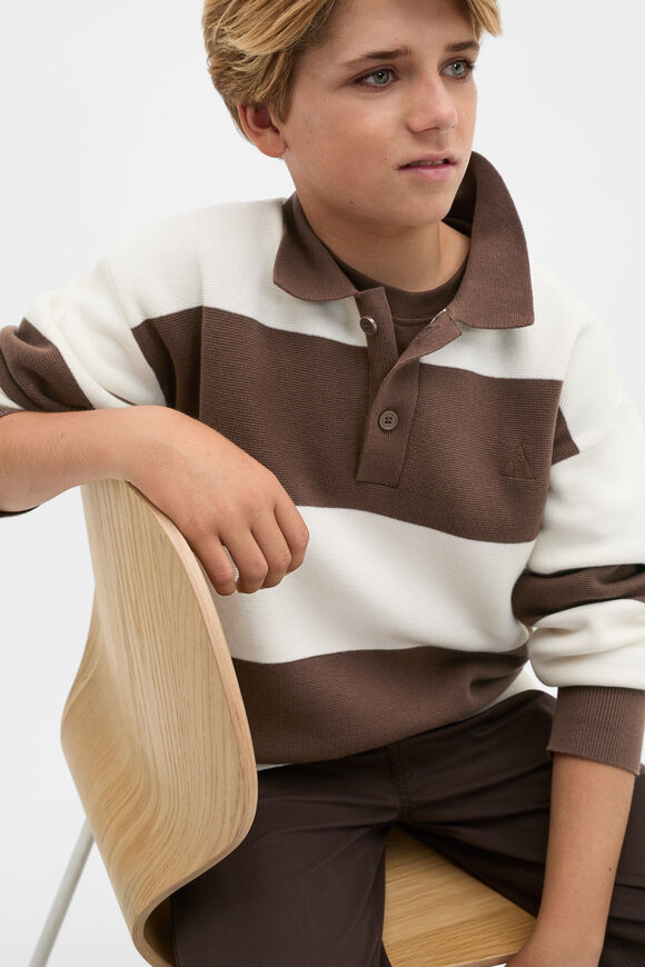 Stripe Rugby Knit  Chocolate  hi-res