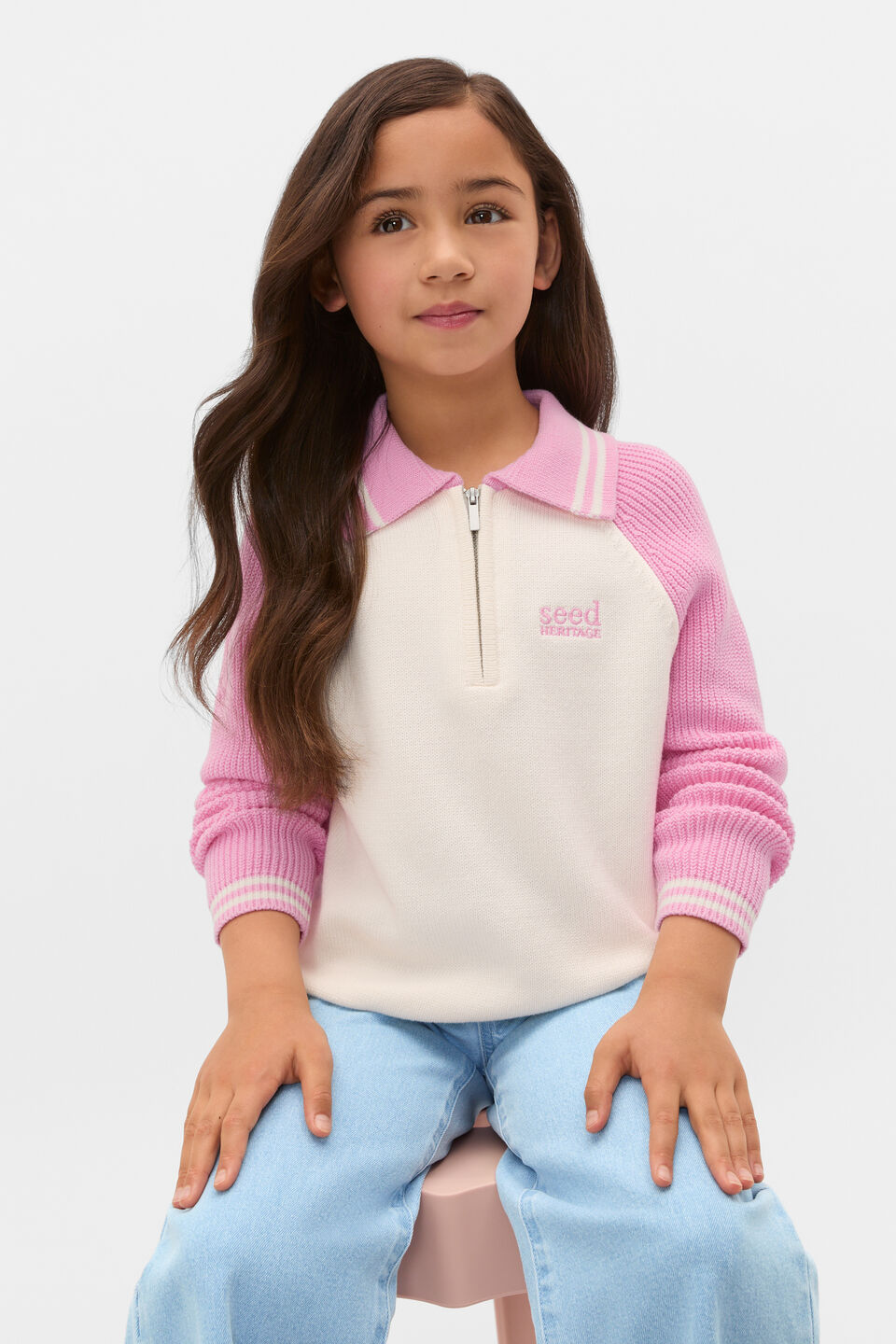 Logo Zip Cardigan  Candy Pink
