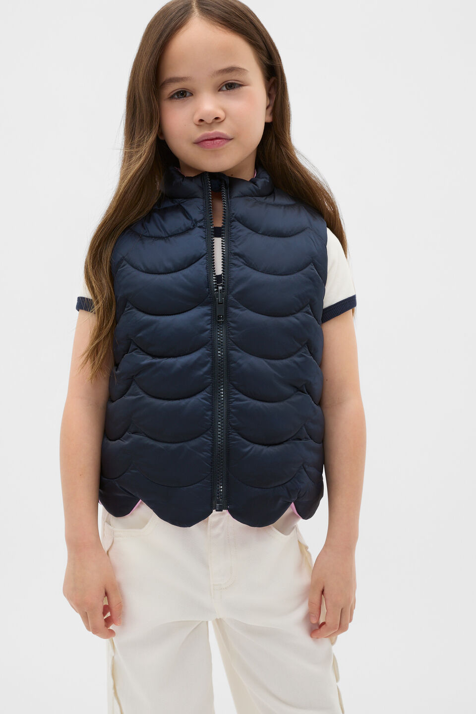 Scallop Vest  New Navy