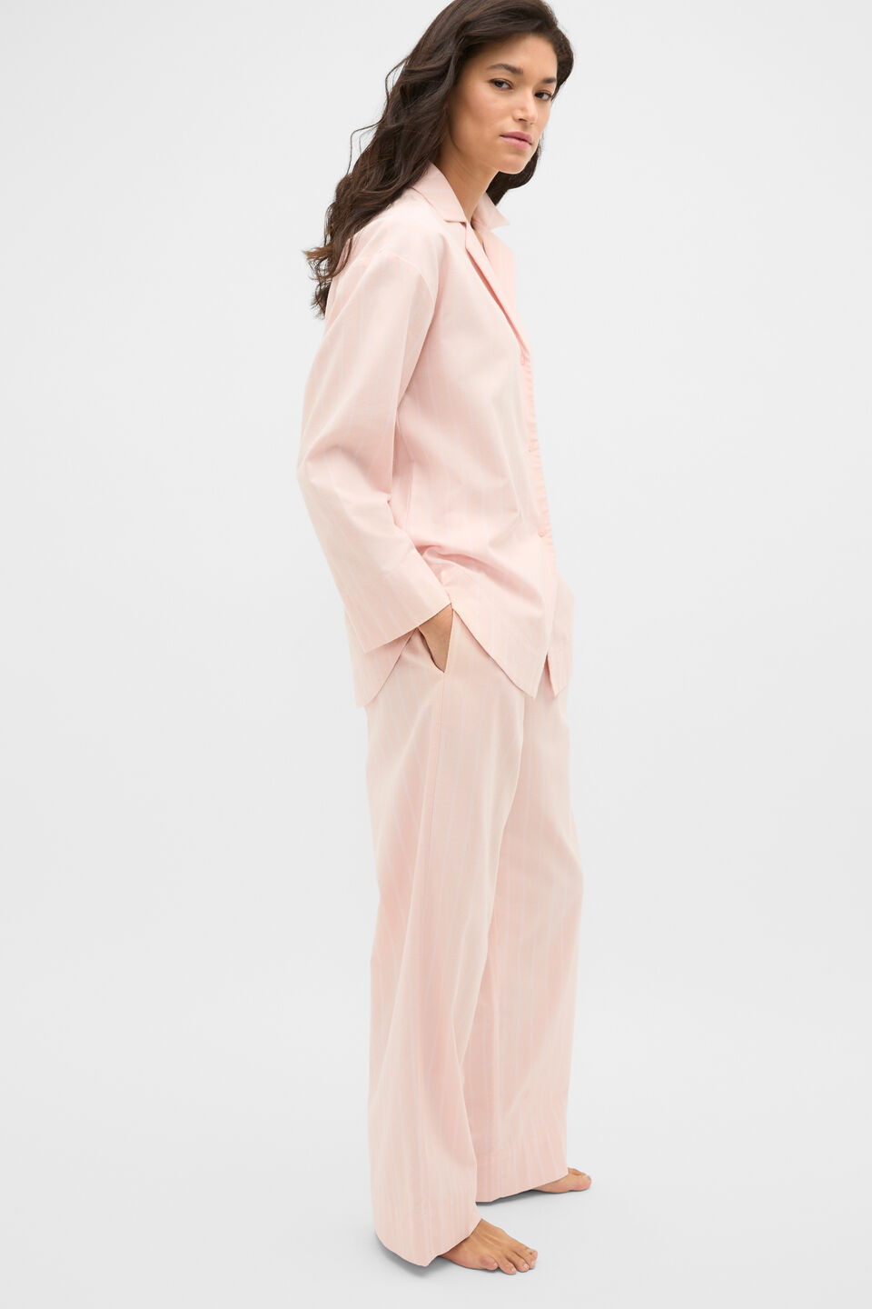 Flannelette Shirt and Pant PJ Set  Blossom Stripe