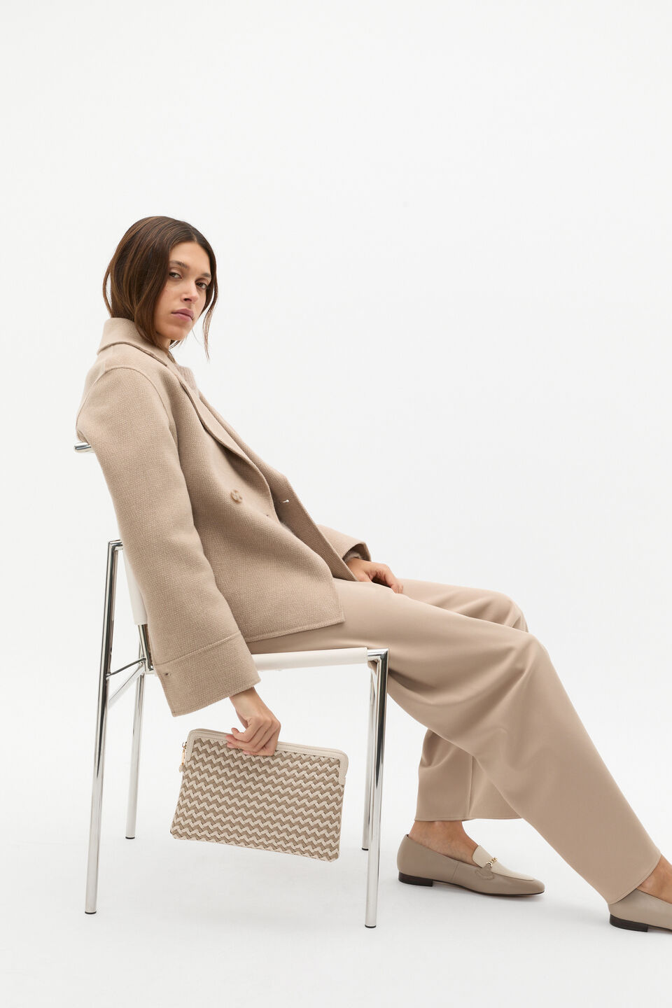 Wool Blend Swing Jacket  Cookie Multi