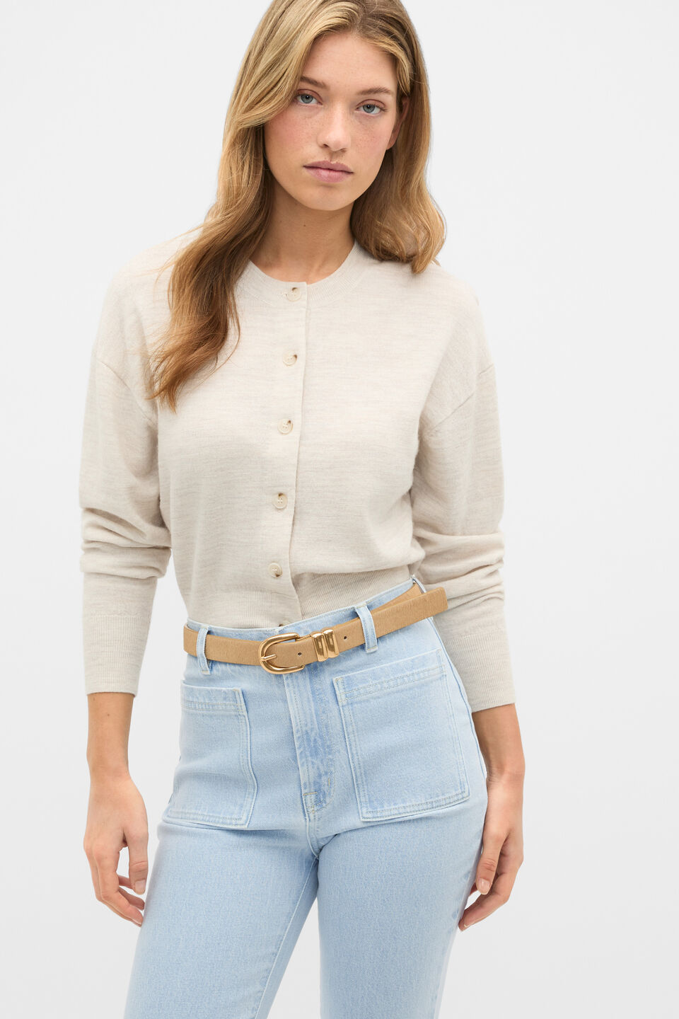Australian Merino Relaxed Cardigan  Mist Marle