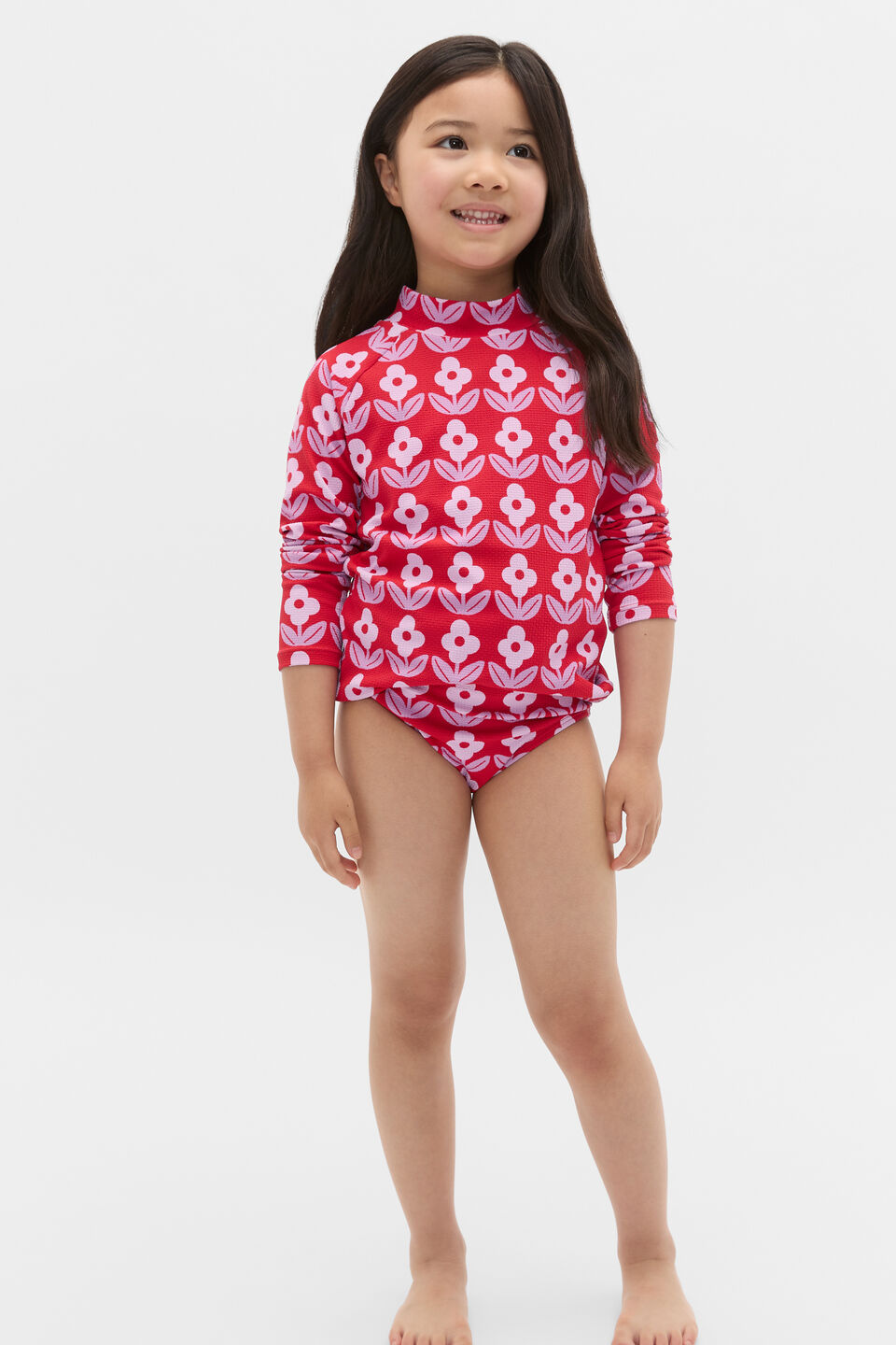 Floral Rashsuit Set  Chilli Red