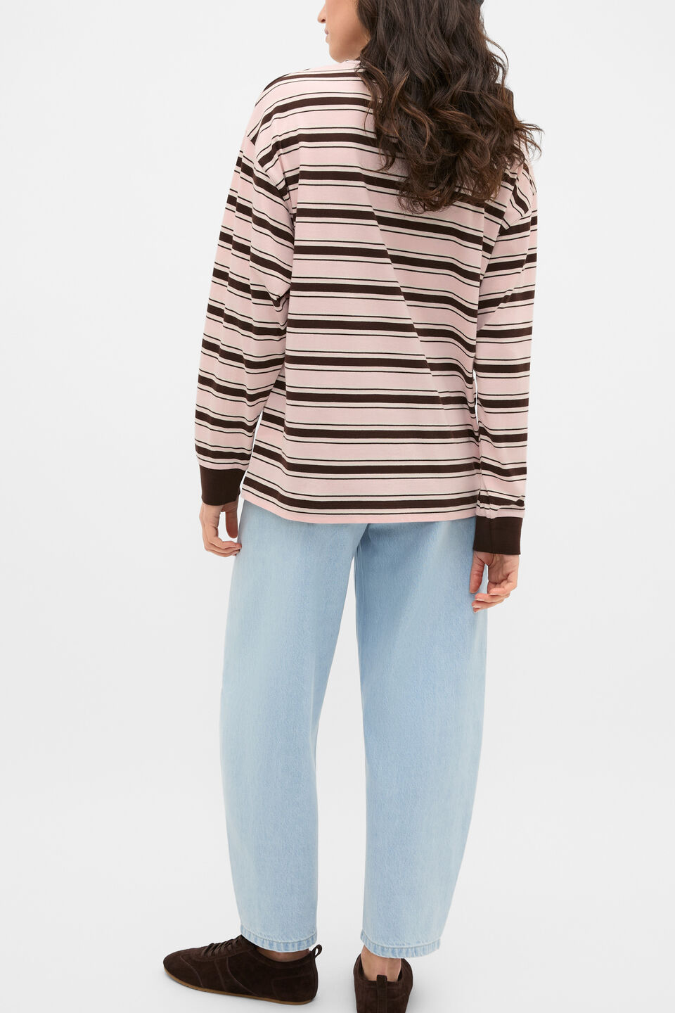 Slouchy Long Sleeve Striped Top  Pale Blossom Stripe