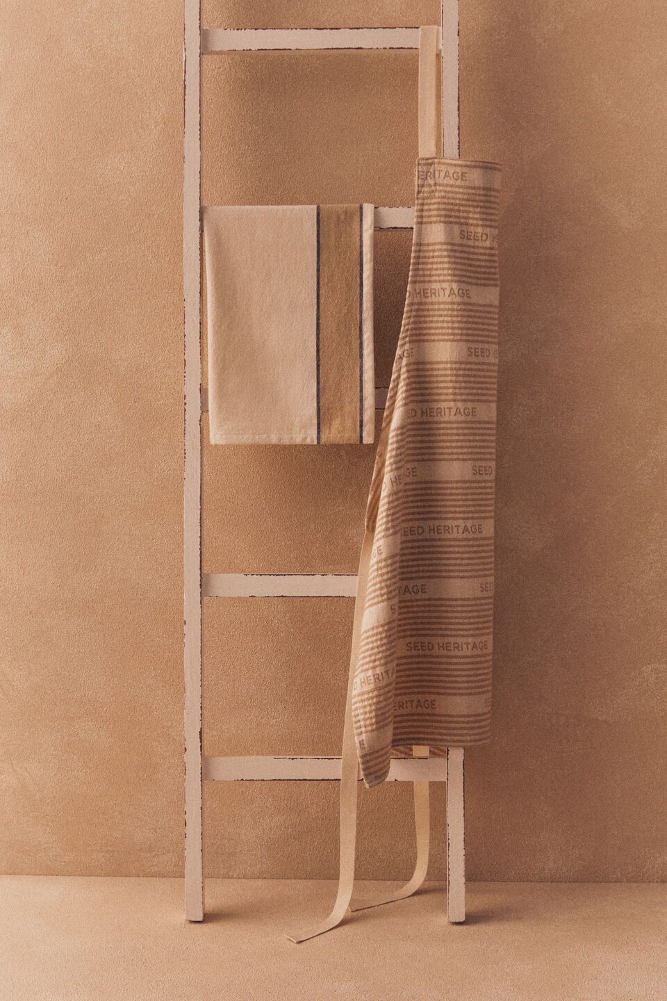 Vertical Stripe Tea Towel  Coconut Cream