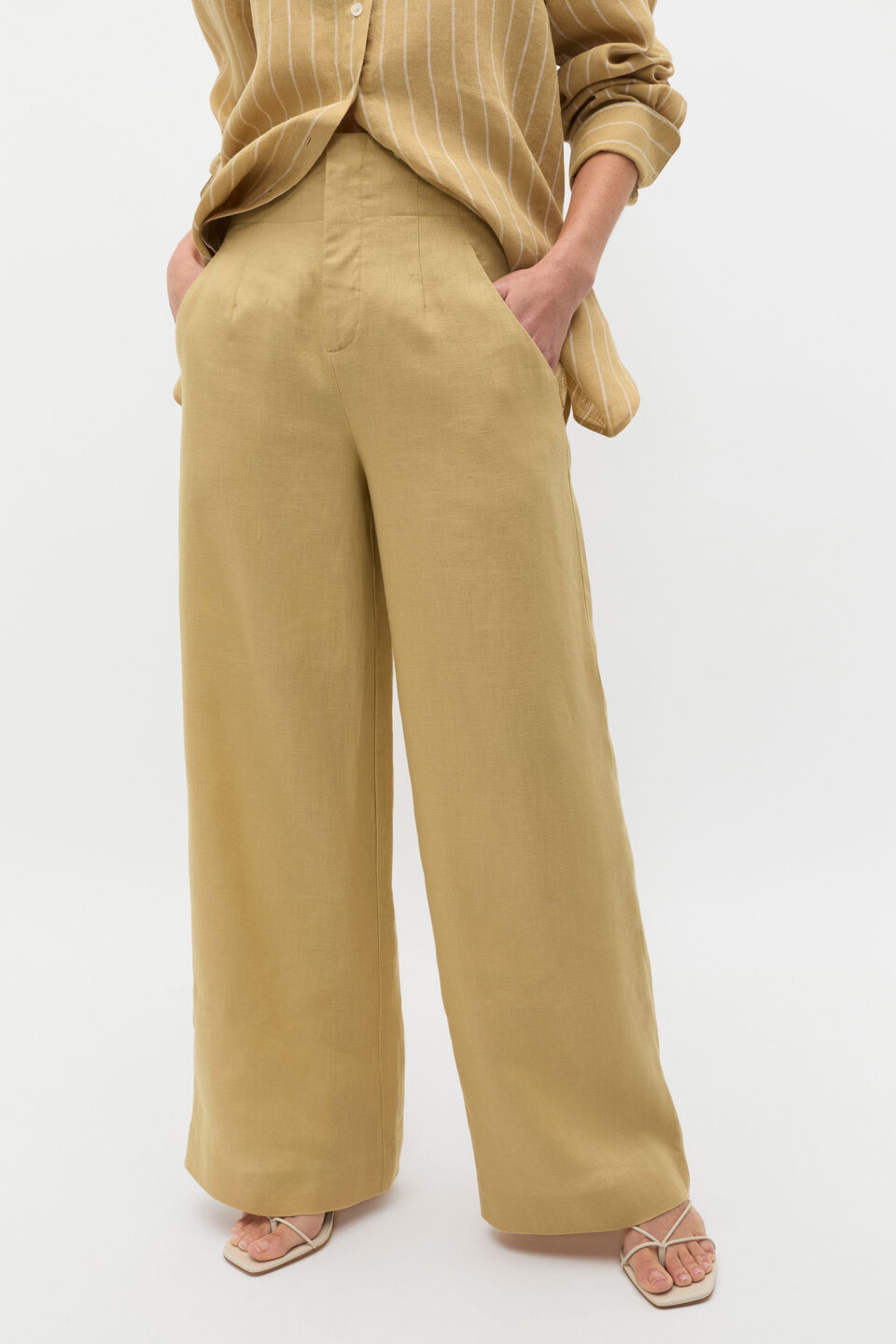 Core Linen Waisted Pant  Honey