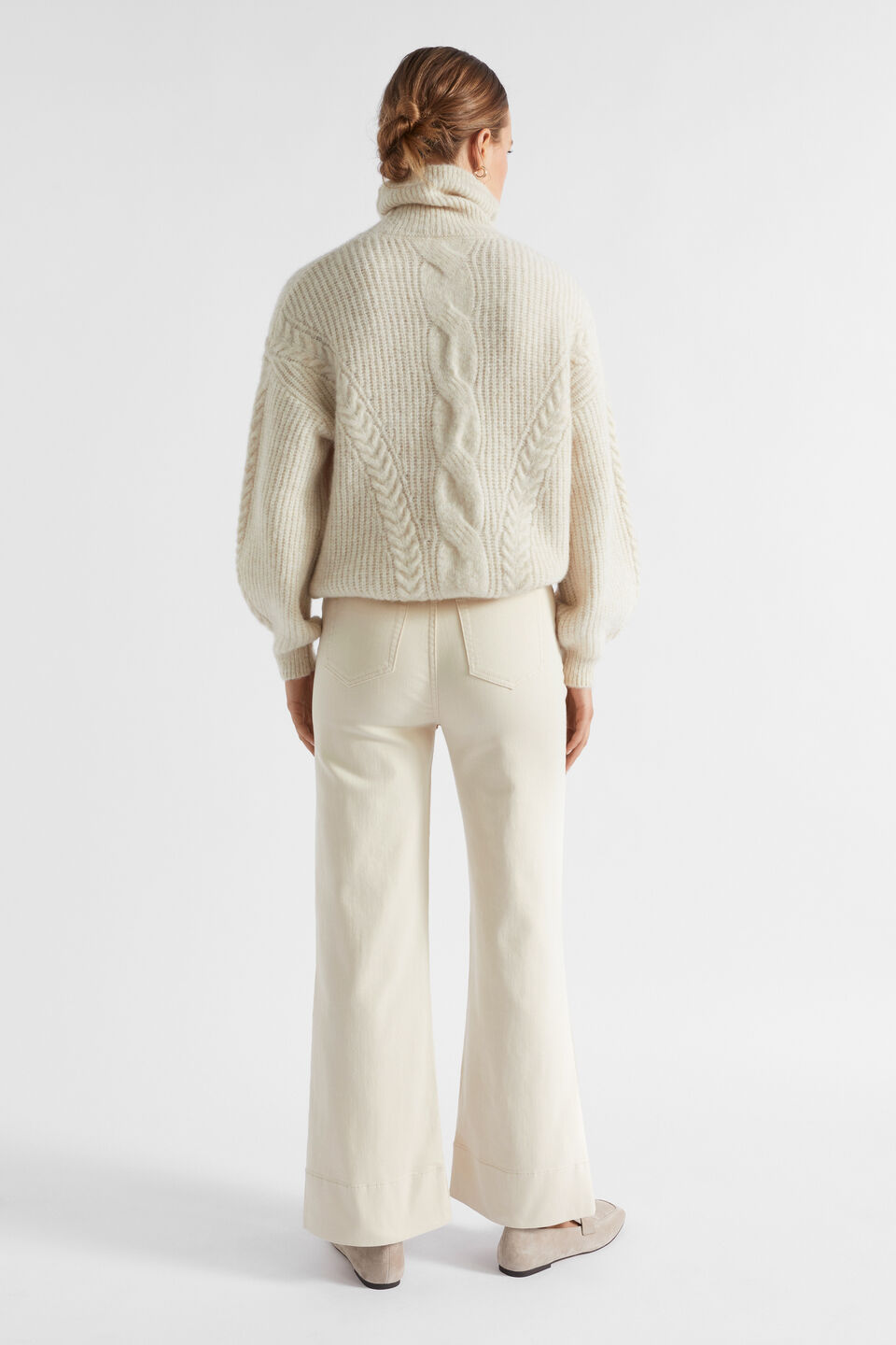 Waisted Wide Leg Jean  Vanilla Cream