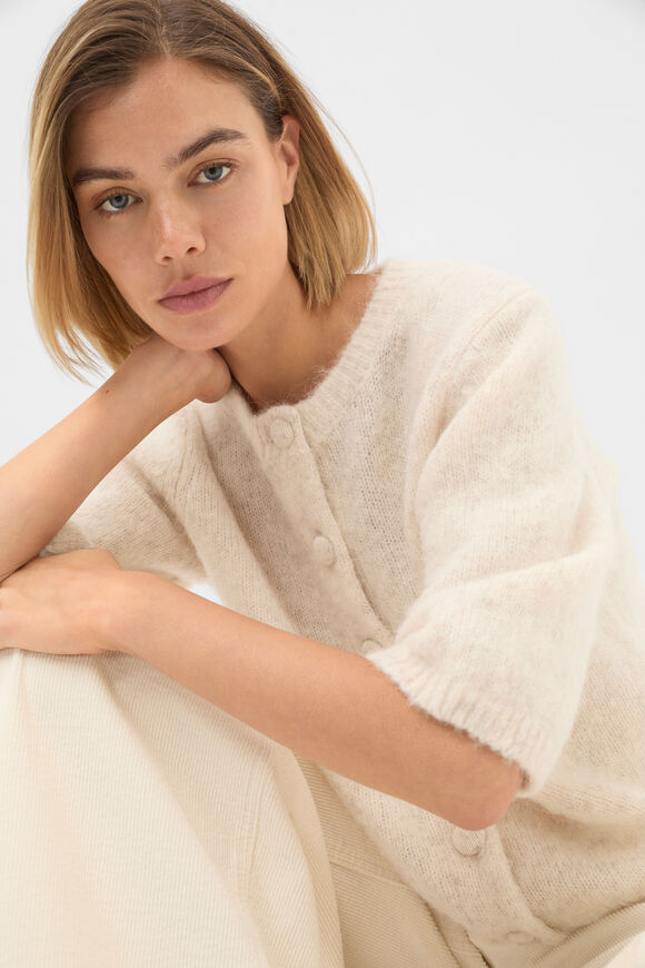 Lofty Short Sleeve Cardigan  Mist Marle  hi-res