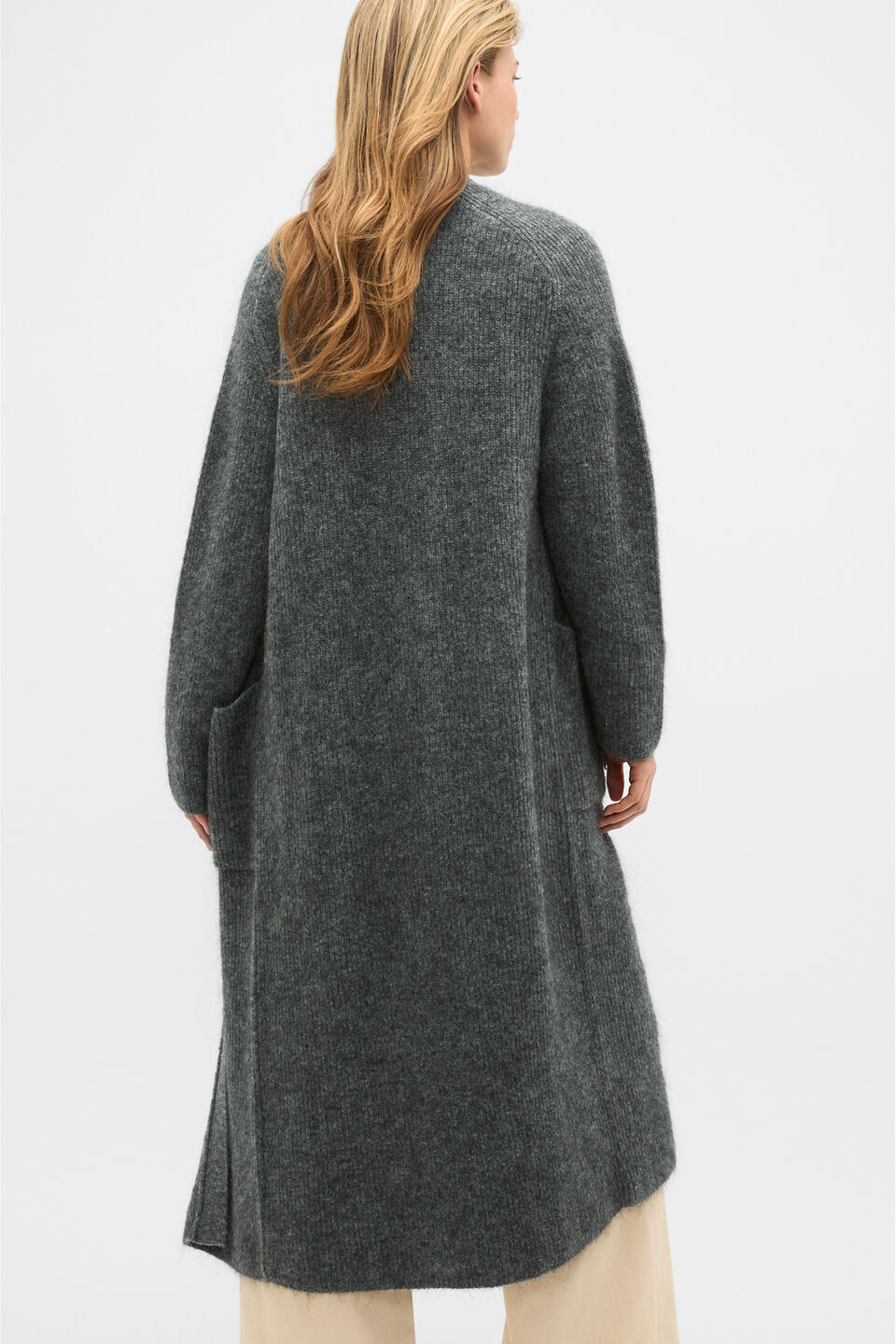 Mohair Blend Longline Cardigan  Charcoal Marle