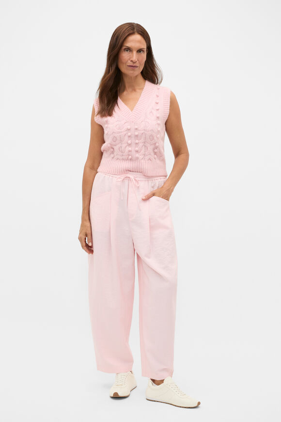 Pom Pom Cable Knit Vest  Pale Blossom Marle  hi-res