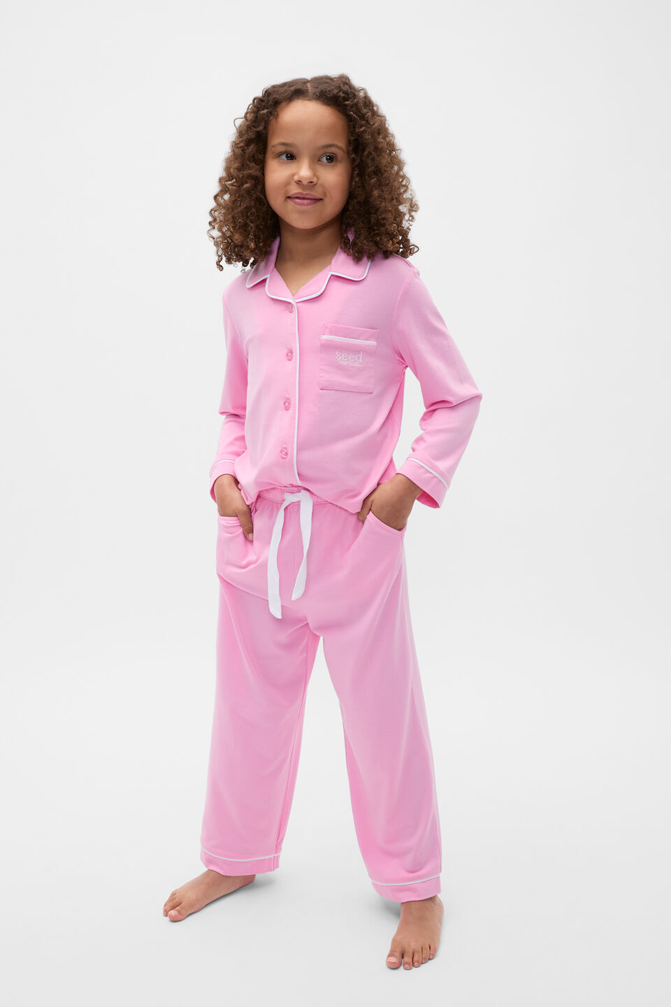 Piped Jersey Pyjama  Candy Pink