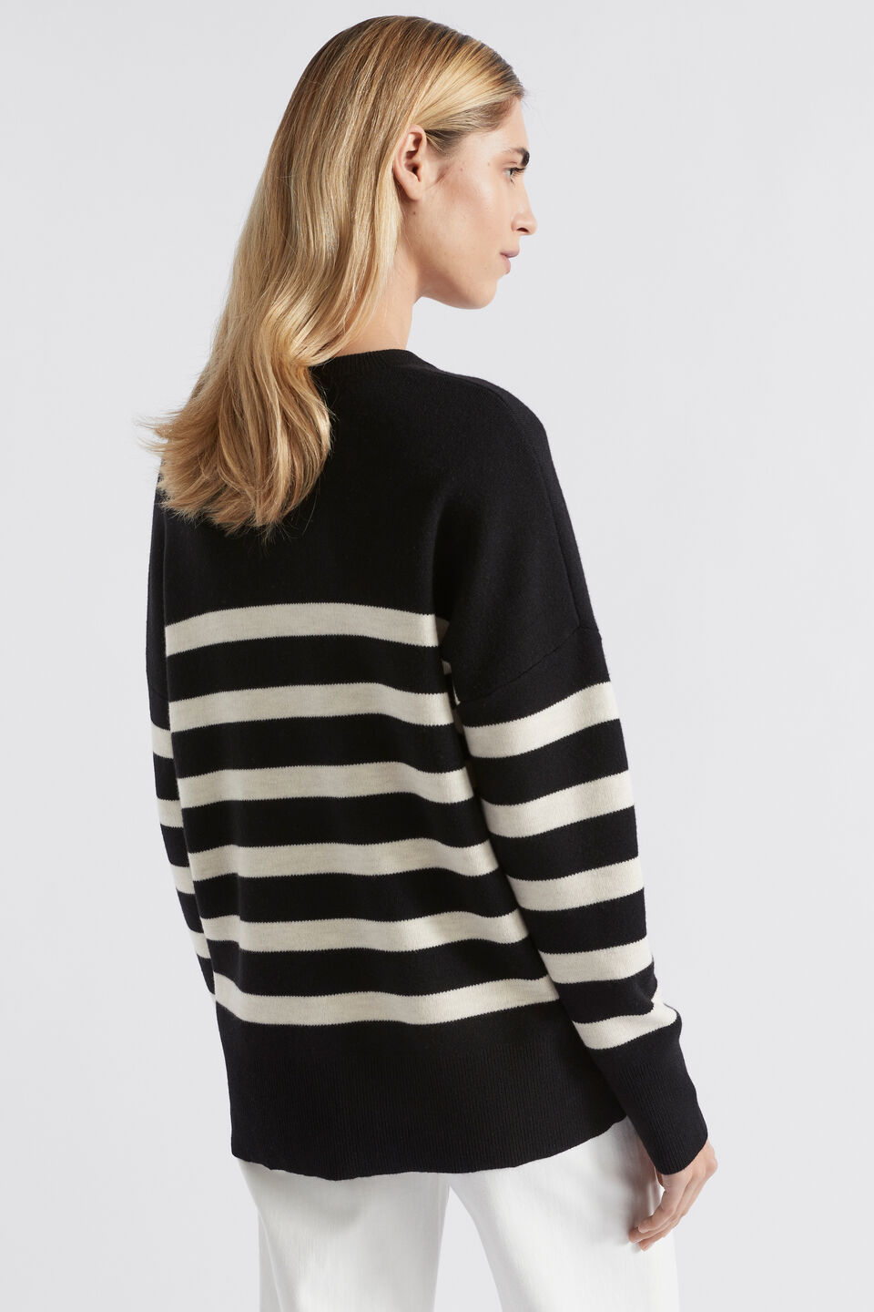 Stripe Double Knit Sweater  Black Oat Stripe