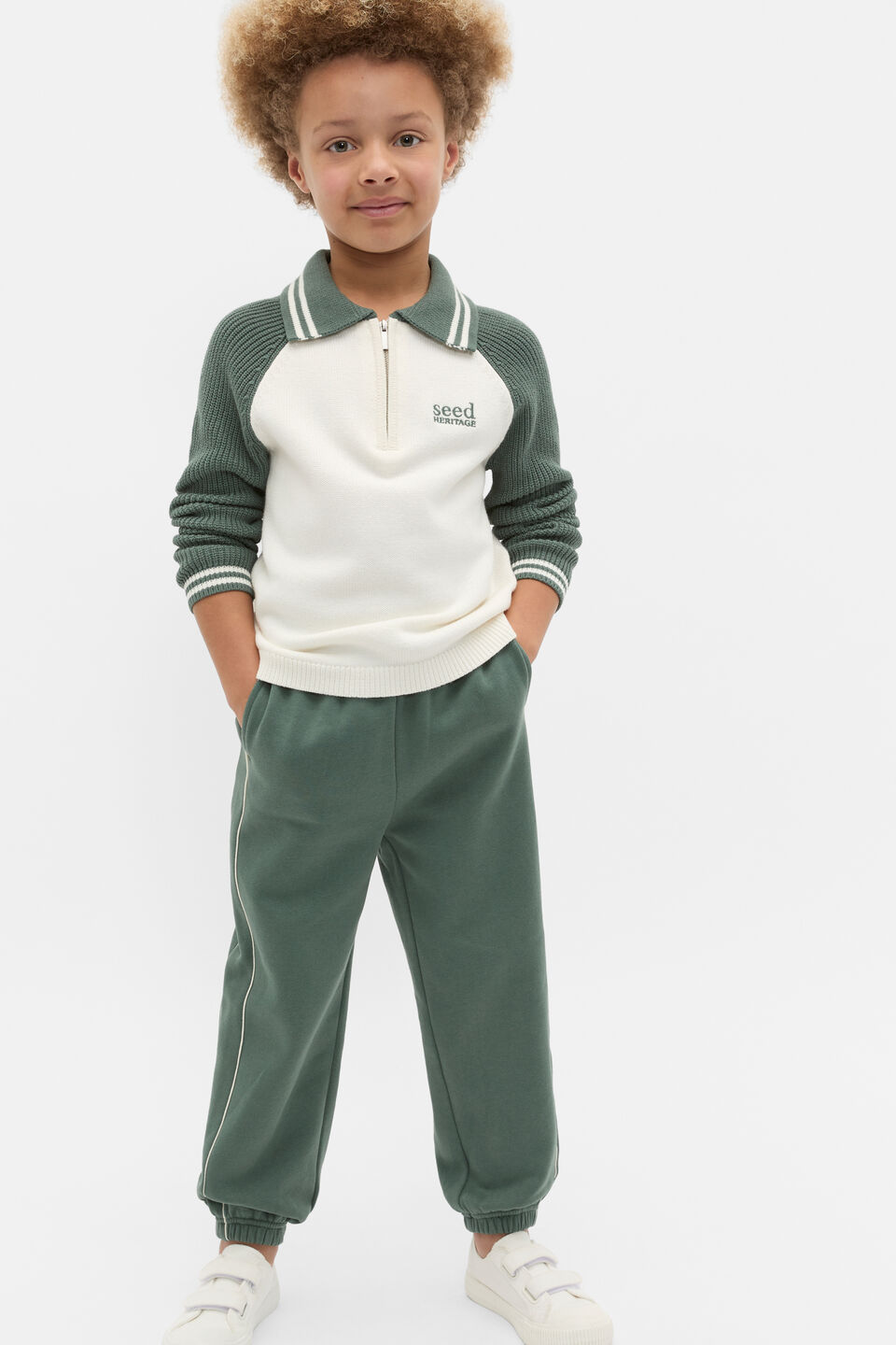Core Knit Half Zip Sweater  Forest
