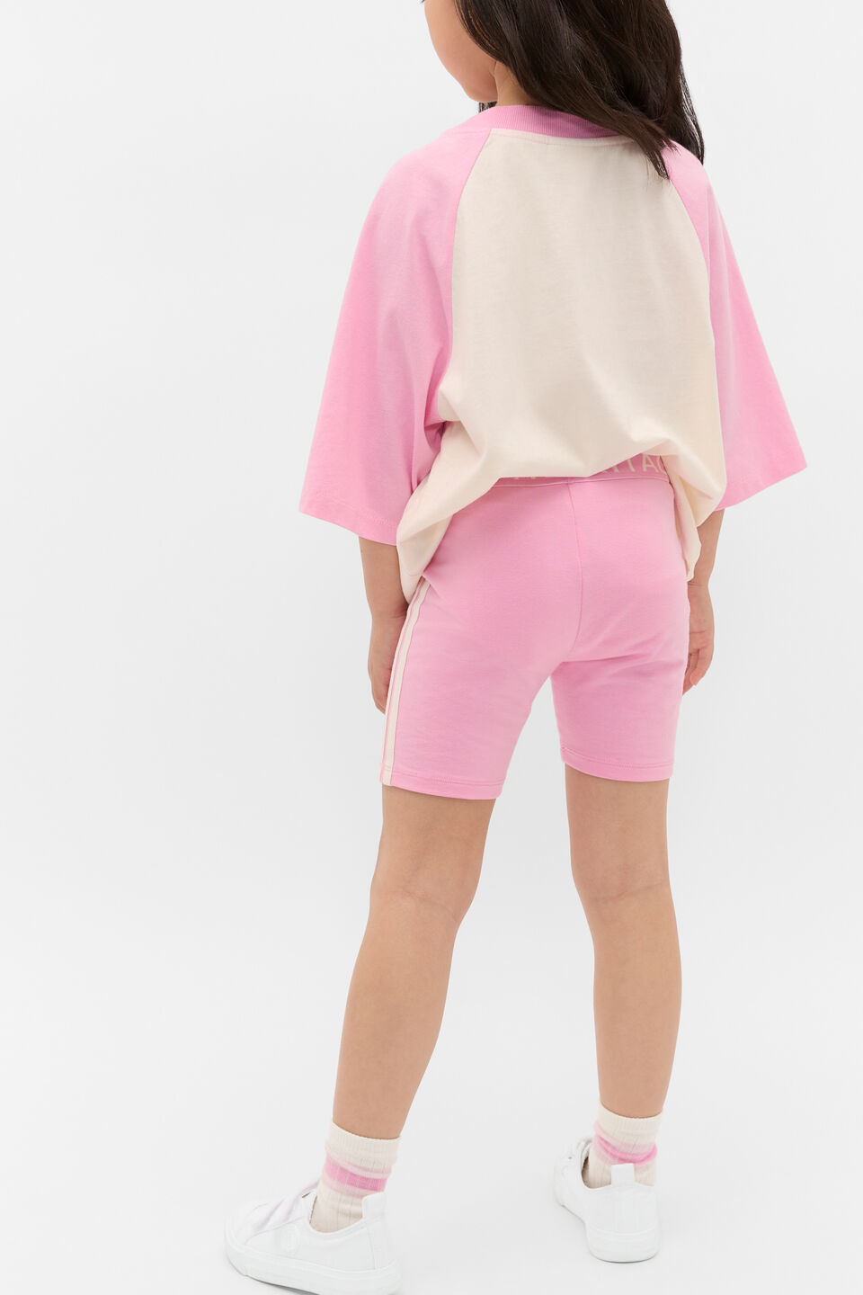 Striped Logo Bike Short  Candy Pink