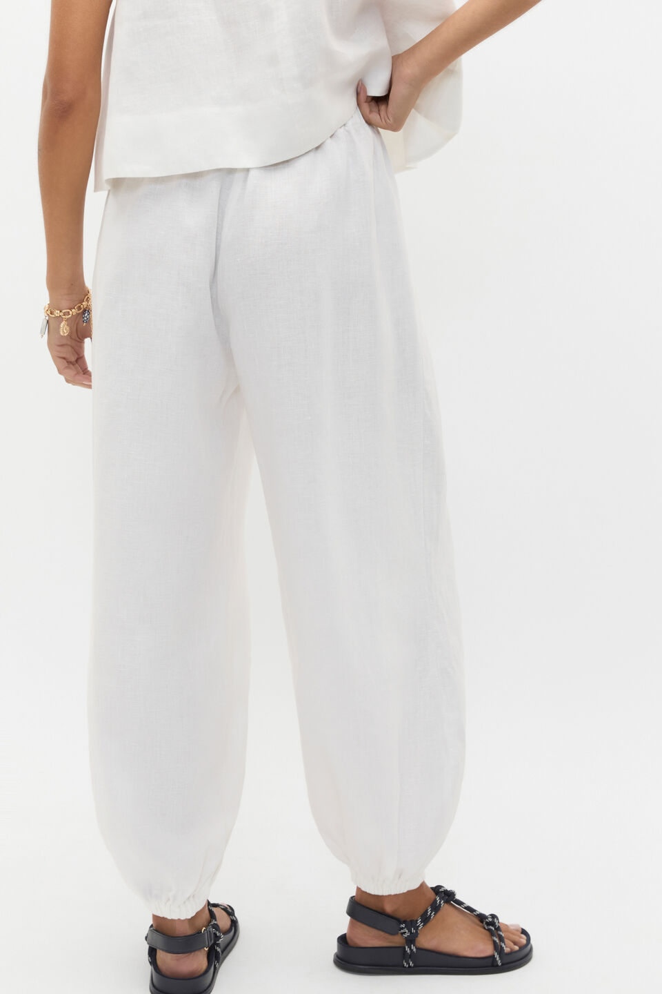 Linen Pleat Front Harem  Whisper White