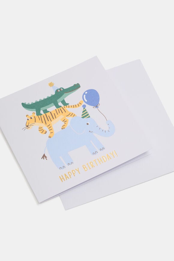 Happy Birthday Animal Stack Card  Multi  hi-res