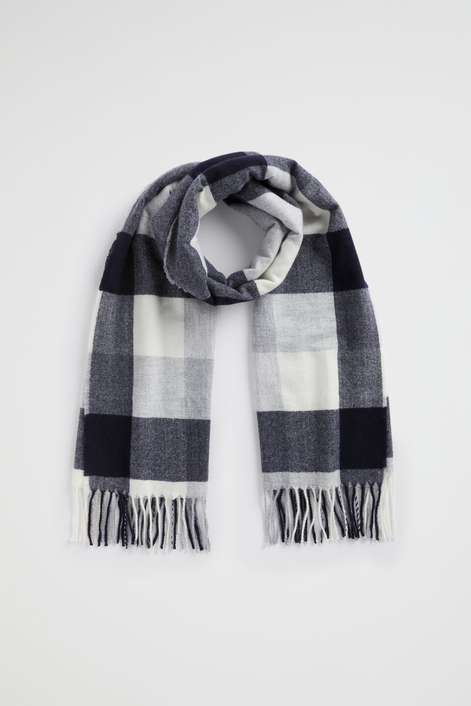 Check Tassel Scarf  Midnight Sky Multi