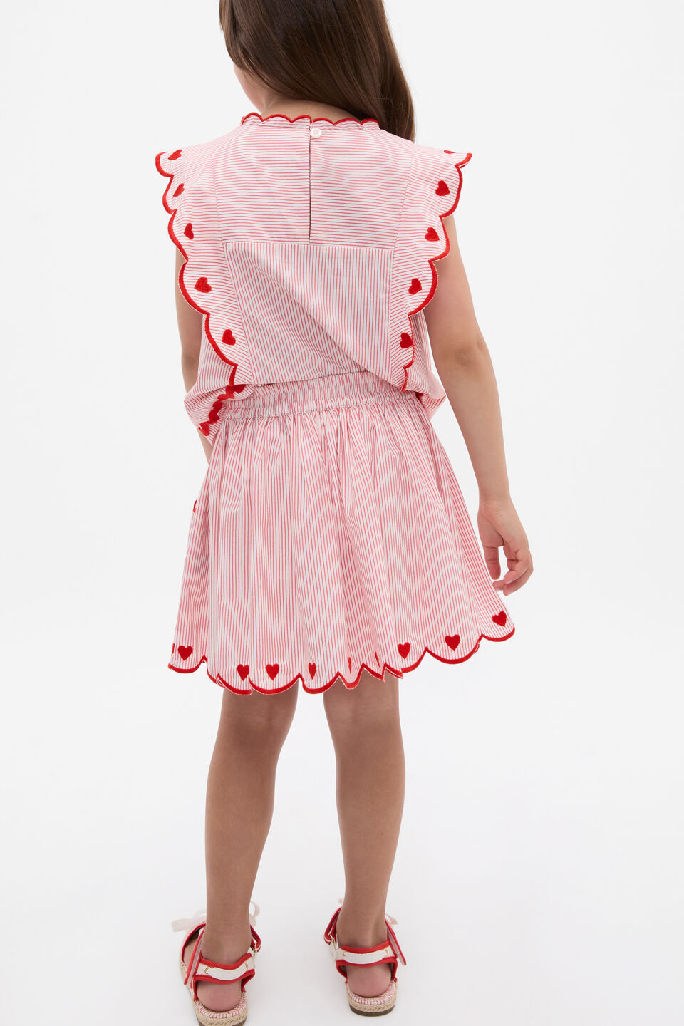 Scallop Stripe Skirt  Strawberry Red