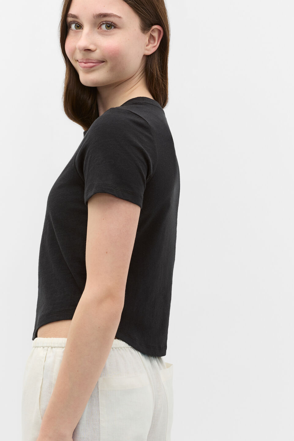 Crew Neck Logo Tee  Black