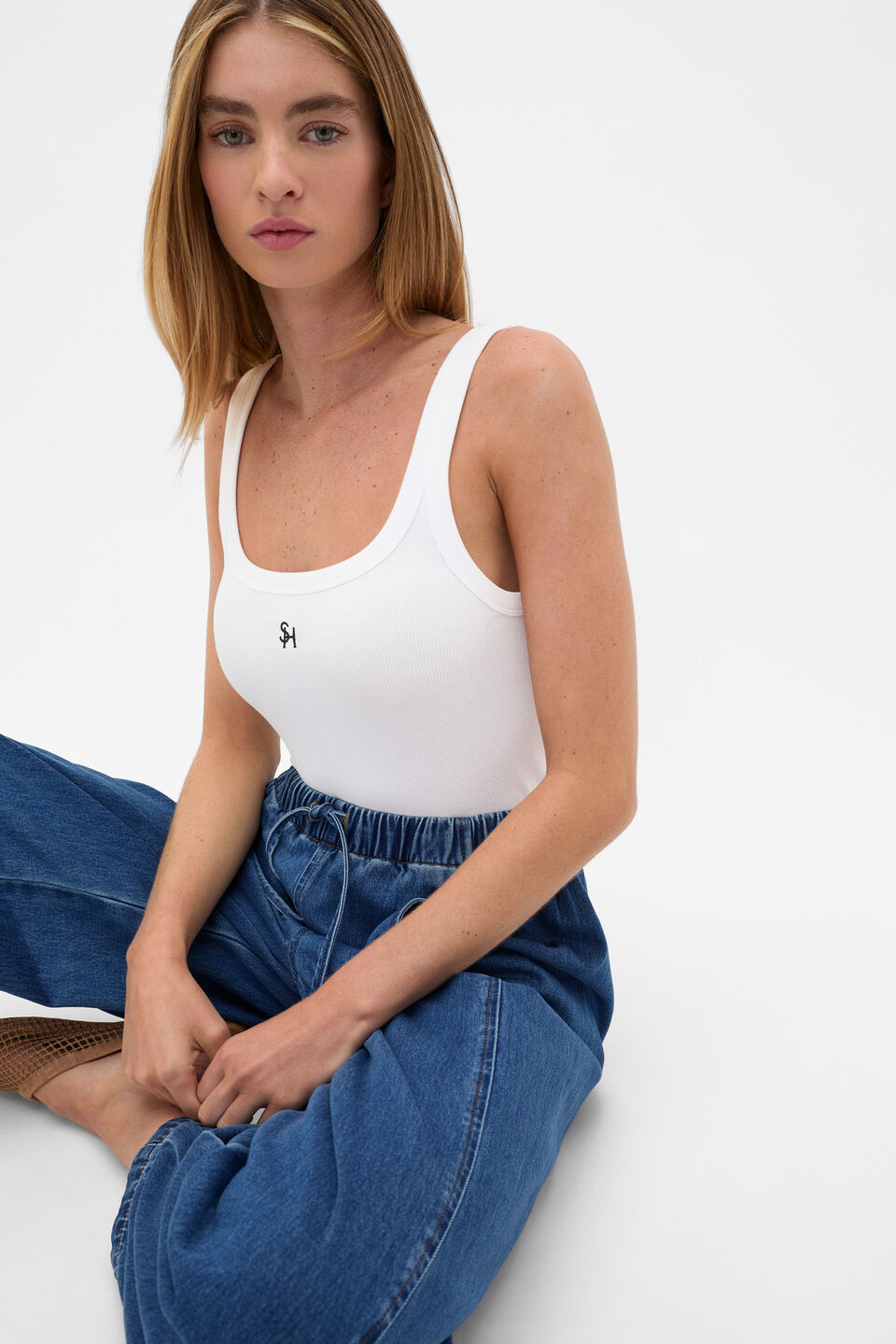 Core Heritage Rib Tank  Whisper White