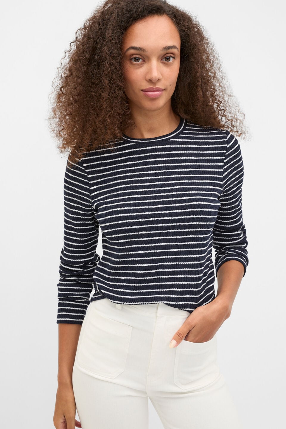 Self Stripe Textured Top  Twilight Blue Stripe