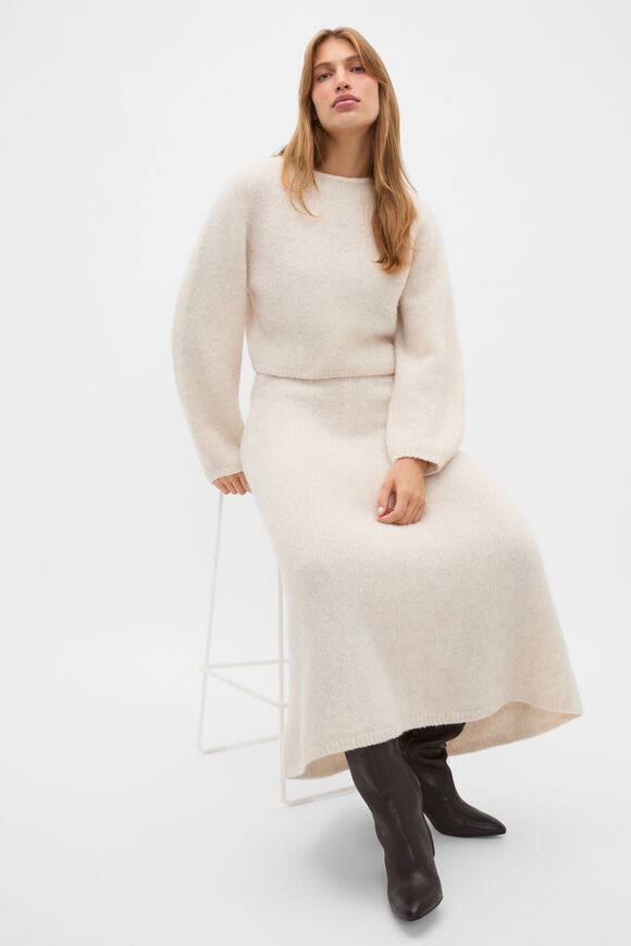 Luxe Fluffy Crop Knit  Vanilla Cream Marle  hi-res