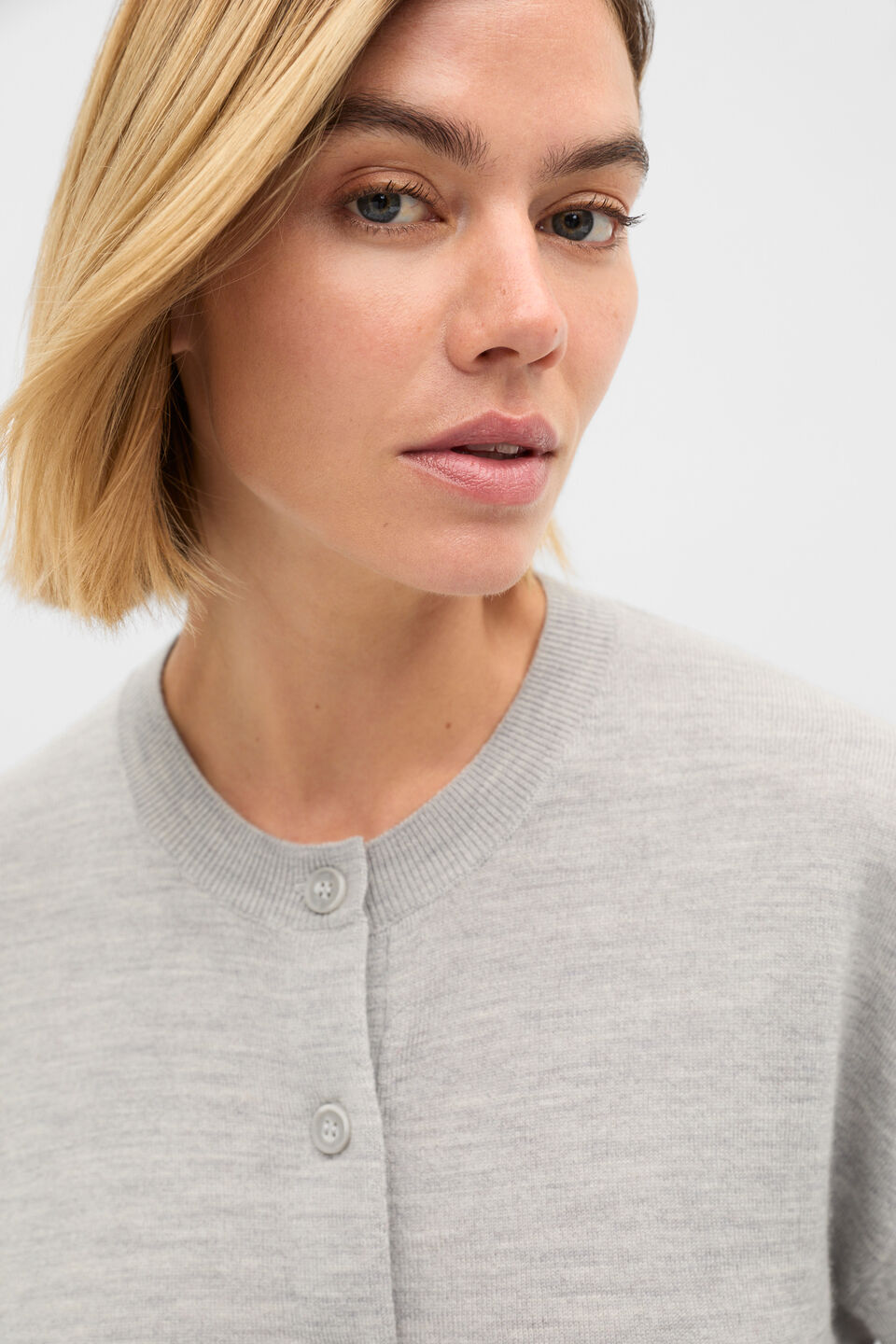 Australian Merino Relaxed Cardigan  Slate Marle