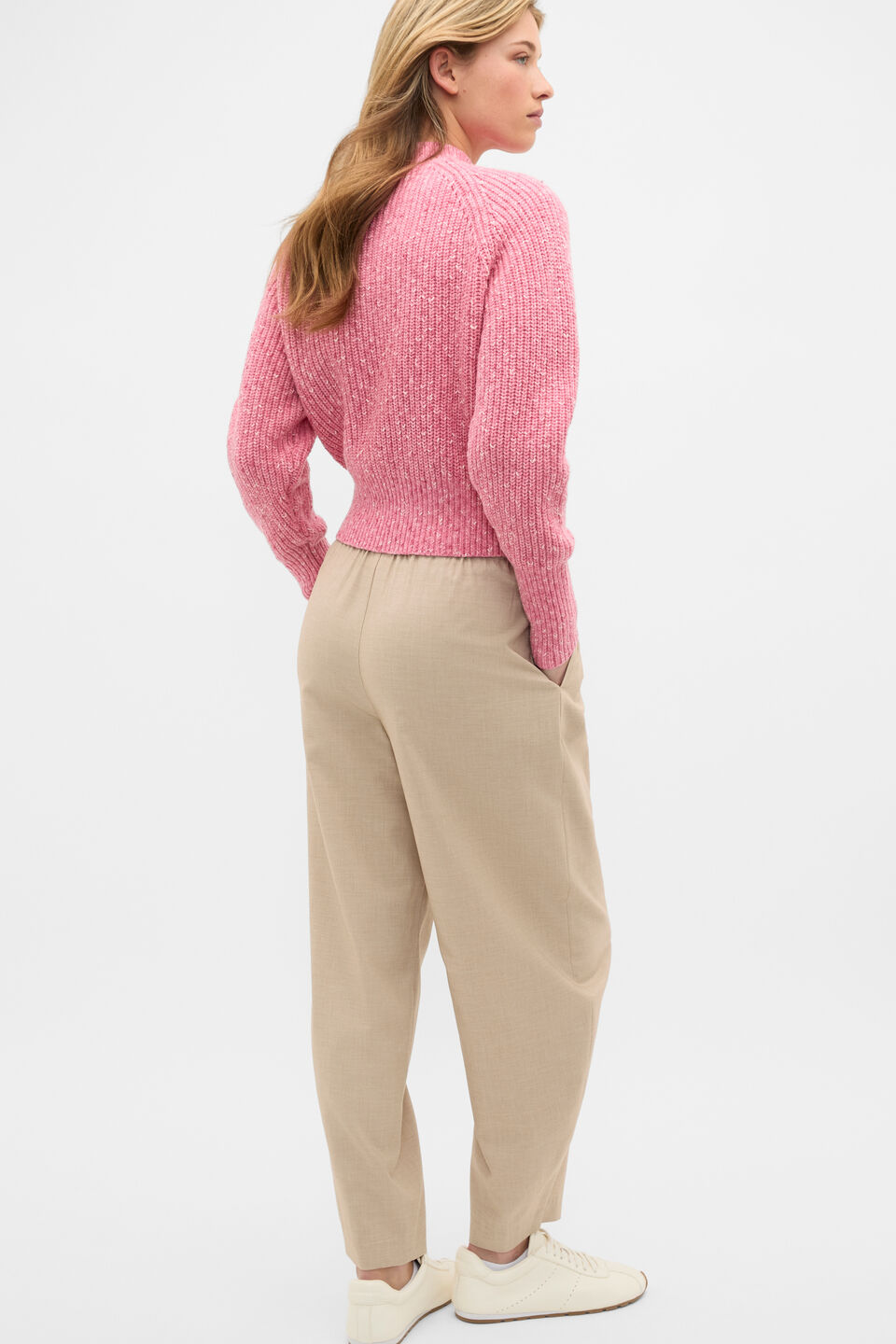 Twist Knit Cropped Sweater  Bubblegum Pink Twist