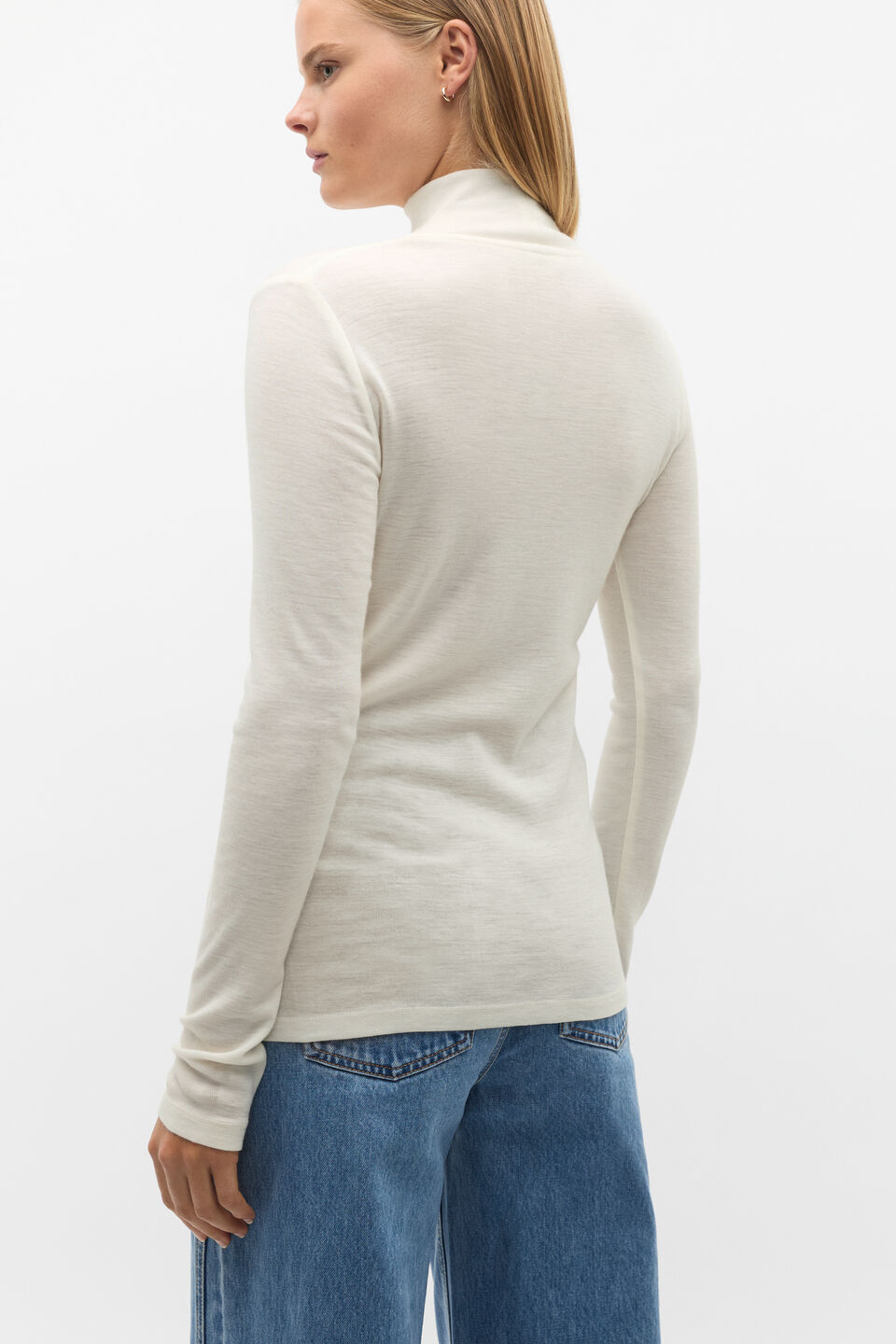 Australian Merino Mock Neck Top  Cloud Cream