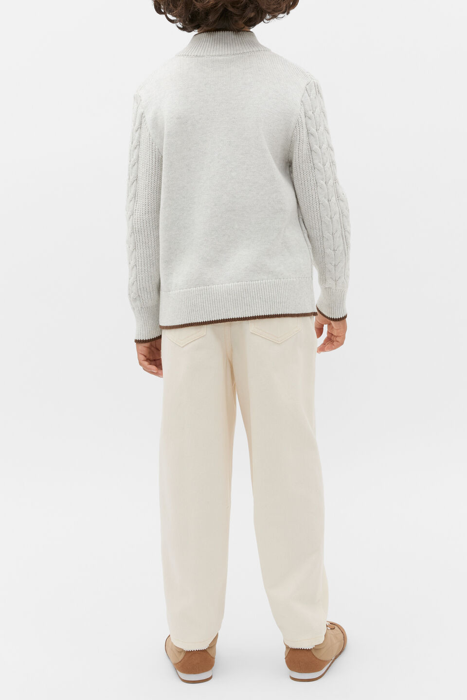 Cable Knit Sweater  Light Grey Marle