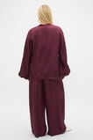 Textured Satin Half Placket Blouse  Plum Red  hi-res