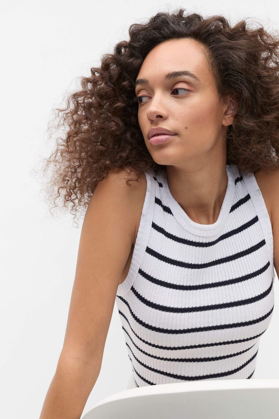 Textured Rib Tank  Twilight Blue Stripe