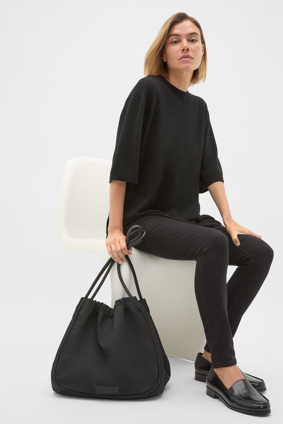 Ruched Essential Tech Tote  Black  hi-res