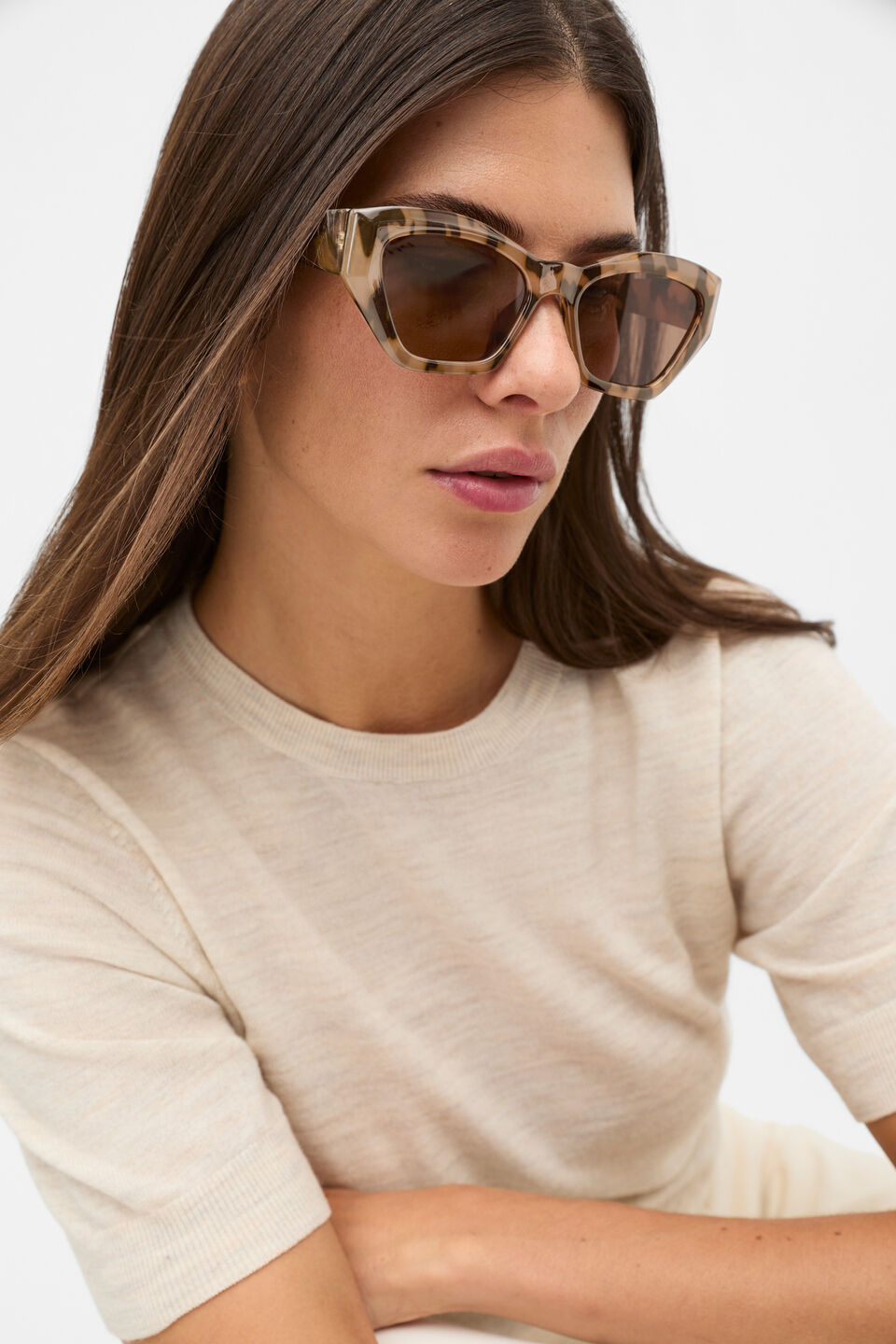Sophia Cat Eye Sunglasses  Milky Tort