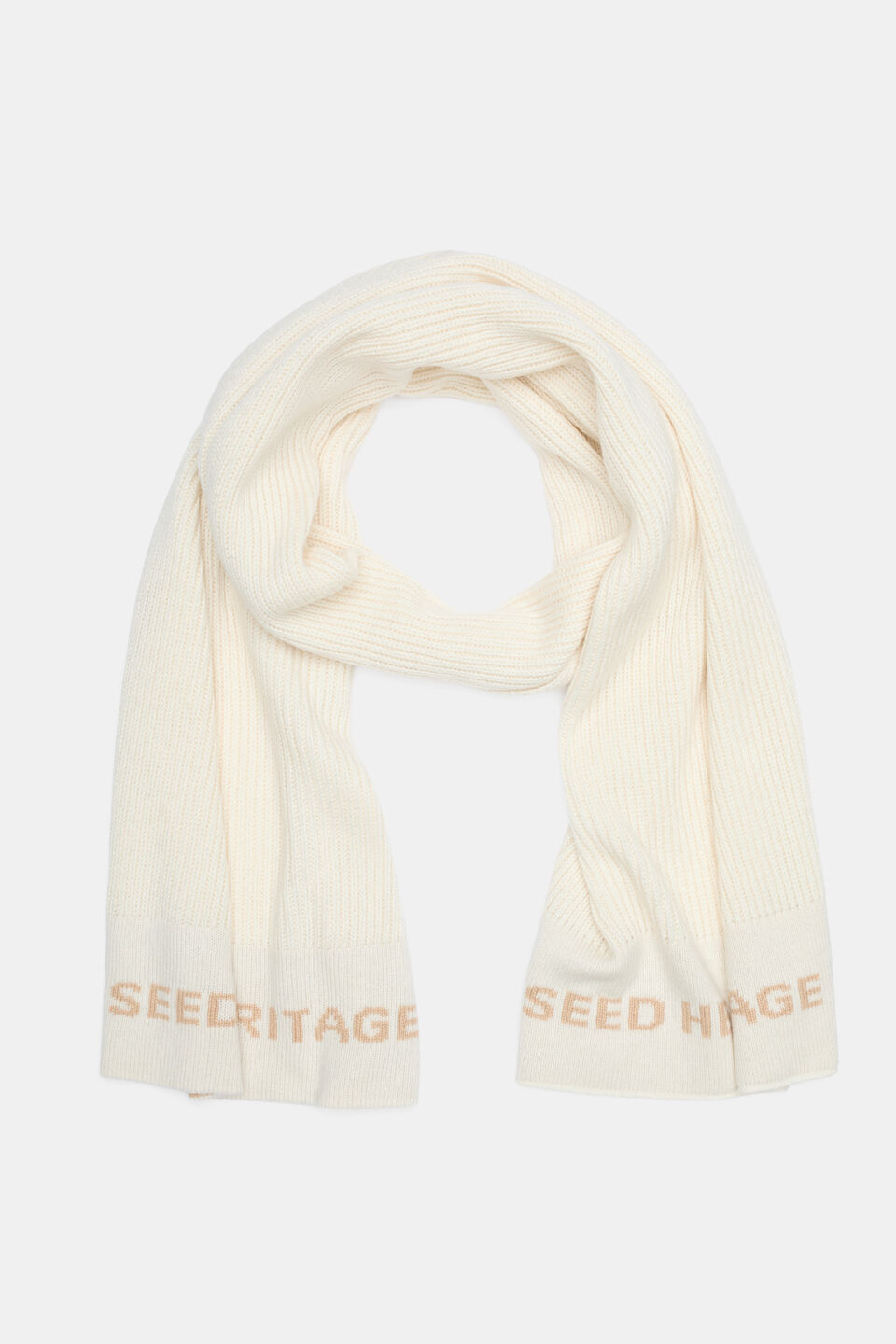 Rib Knit Logo Scarf  Coconut Cream