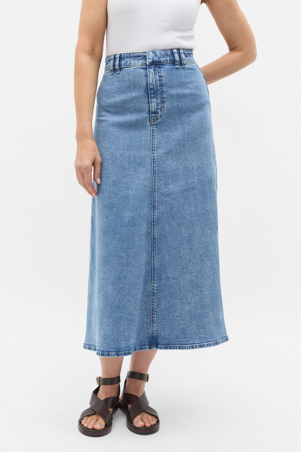 Denim Circle Skirt  Mist Blue Wash