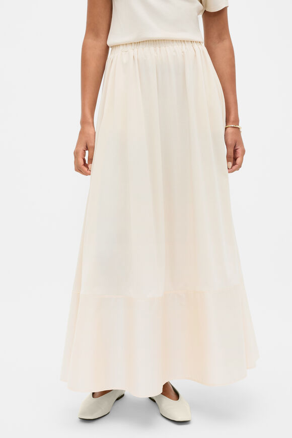Jersey Spliced Midi Skirt  Coconut Cream  hi-res