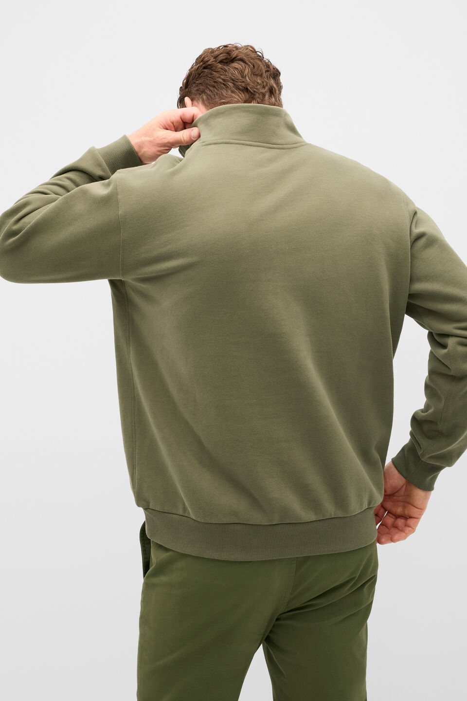 Half Zip Brushed Sweat  Olive