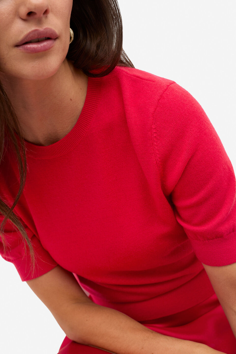 Australian Merino Crew Neck Tee  Poppy